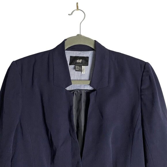 H&M Women's Navy Single Breasted Pleated Blazer - Picture 2 of 7